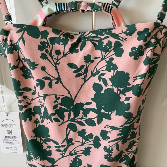 Maaji Peach and Green Floral Side Ties One Piece Swimsuit Size Medium - Picture 3 of 13